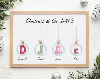 Impresión de adornos navideños personalizados para la familia / Decoración navideña personalizada / Recuerdo navideño
