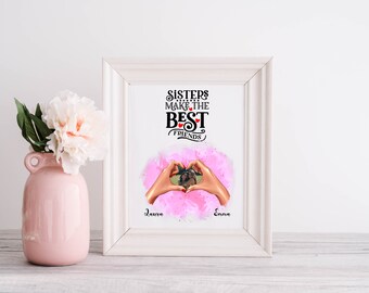 Impresión fotográfica personalizada de hermana / Regalo personalizado para hermana / Arte mural familiar