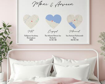 Impresión personalizada "Conocido, comprometido, casado" / Arte mural personalizado para pareja / Regalo de aniversario