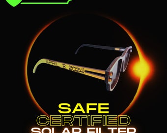 April 8th Solar Eclipse Viewing | Solar Eclipse 2024 | ISO Certified Safe Sun Observing | Custom Made Solar Eclipse Glasses