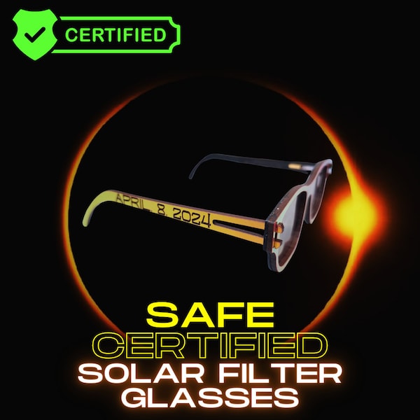 April 8th Solar Eclipse Viewing | Solar Eclipse 2024 | ISO Certified Safe Sun Observing | Custom Made Solar Eclipse Glasses