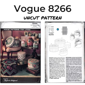 Vogue 8266 Dekorative Hutschachteln, Papierschnittmuster, ungeschnitten, 1992, Wohnkultur mit Stoff bezogener Schachtel, Geschenkbox, dekorative Aufbewahrungsbox