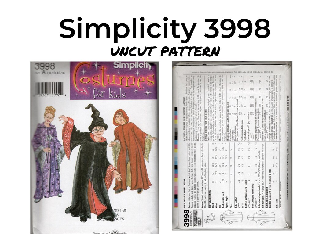 Wizard Capes Pattern Simplicity Costumes 3998 Children Wizard Sorcerer Capes, Paper Sewing ...