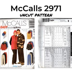 McCalls 2971, dames ongevoerd tienerjack of -vest, topje, broek en muts met papieren naaipatroon, maten S - XXL, ongesneden, 2000