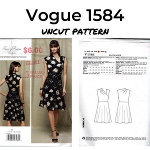 Vogue 1584 Misses Dress, taglia 14 - 22, modello di cucito in carta, non tagliato, 2018, Tracy Reese New York, cucito taglie forti