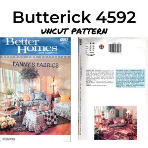 Butterick 4592, Better Homes and Gardens Furniture Covers, Paper Sewing Pattern, Uncut, 1990, Slip Covers for a Sofa, Chair and Ottoman