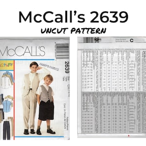 McCalls 2639 Children Boys Shirts Vest Pant Shorts , Paper Sewing Pattern, Uncut, Sizes 7 - 10, 2000