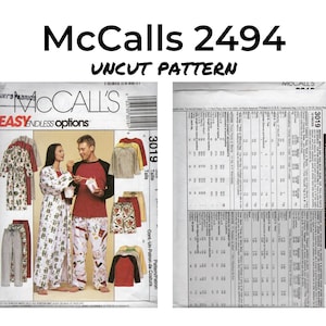 McCalls 3019 Unisex Robe Top Pull-On Pants Shorts, Cartamodello per Cucito, Non Tagliato, Taglia S - L, 2000, Abbigliamento da Notte, Pigiama Loungewear