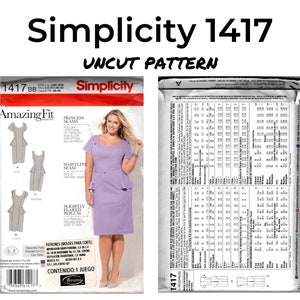 Simplicity 1417 Misses Peplum Dress, modello di cucito su carta, taglie 20W - 28W, non tagliato, 2014, coppa regolabile taglia C, D, DD, modello taglie forti