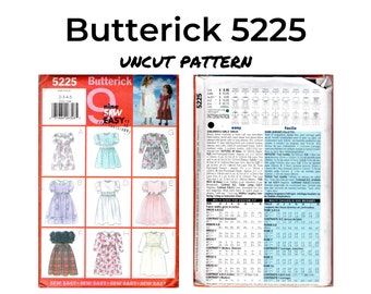 Butterick 5225, Vintage Girls Dress Sewing Pattern Sizes 2-5, Uncut