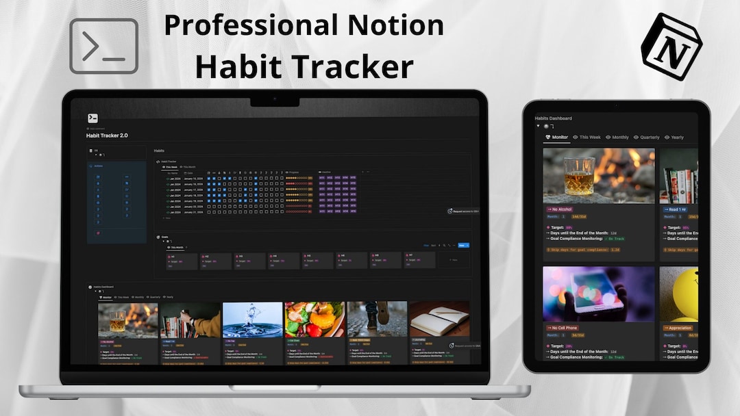 Habit Tracker Notion Template Habit Planner 2024 Notion Dashboard