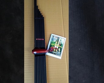 1X Matte Black Thai Khaen Bamboo Professional Double Tongue Style Mouthorgan with Resonant Sound.