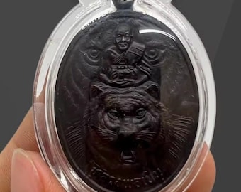 Luang Phor Pern Tiger Riding Monk Thai Amulet Pendant Waterproof Case