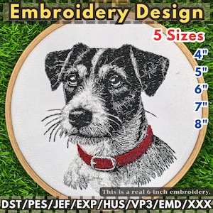 Disegno da ricamo per cane Jack Russell – Ritratto di animale domestico (download digitale)