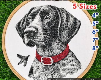 Pointer Hund Stickdatei, Maschinenstickmuster (5 Größen, Instant Download).