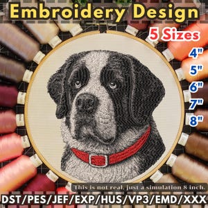 St. Bernard Dog Machine Embroidery Design: 5 Sizes (Instant Download)