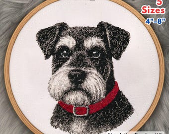 Miniature Schnauzer Embroidery Design: Dog Machine Embroidery (Instant Download, 5 Sizes)