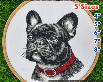 French Bulldog Embroidery Design: 5 Sizes (Digital Download)