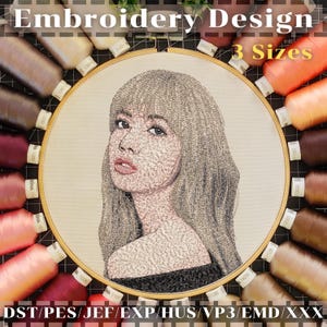 Lisa Blackpink Machine Embroidery Design–Portrait Embroidery Design–Photo to Embroidery Portrait Design–Digital Portrait Stitch File