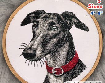Greyhound Dog Machine Embroidery Design: Instant Download, 5 Sizes