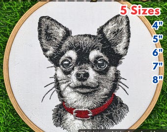 Chihuahua Hund Stickdatei, Stickdatei, 5 Größen (Digitaler Download)