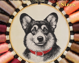 Welsh Corgi Machine Embroidery Design: 5 Sizes (Instant Download)