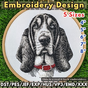 Basset Hound Stickdatei, Stickdatei, 5 Größen (Instant Download