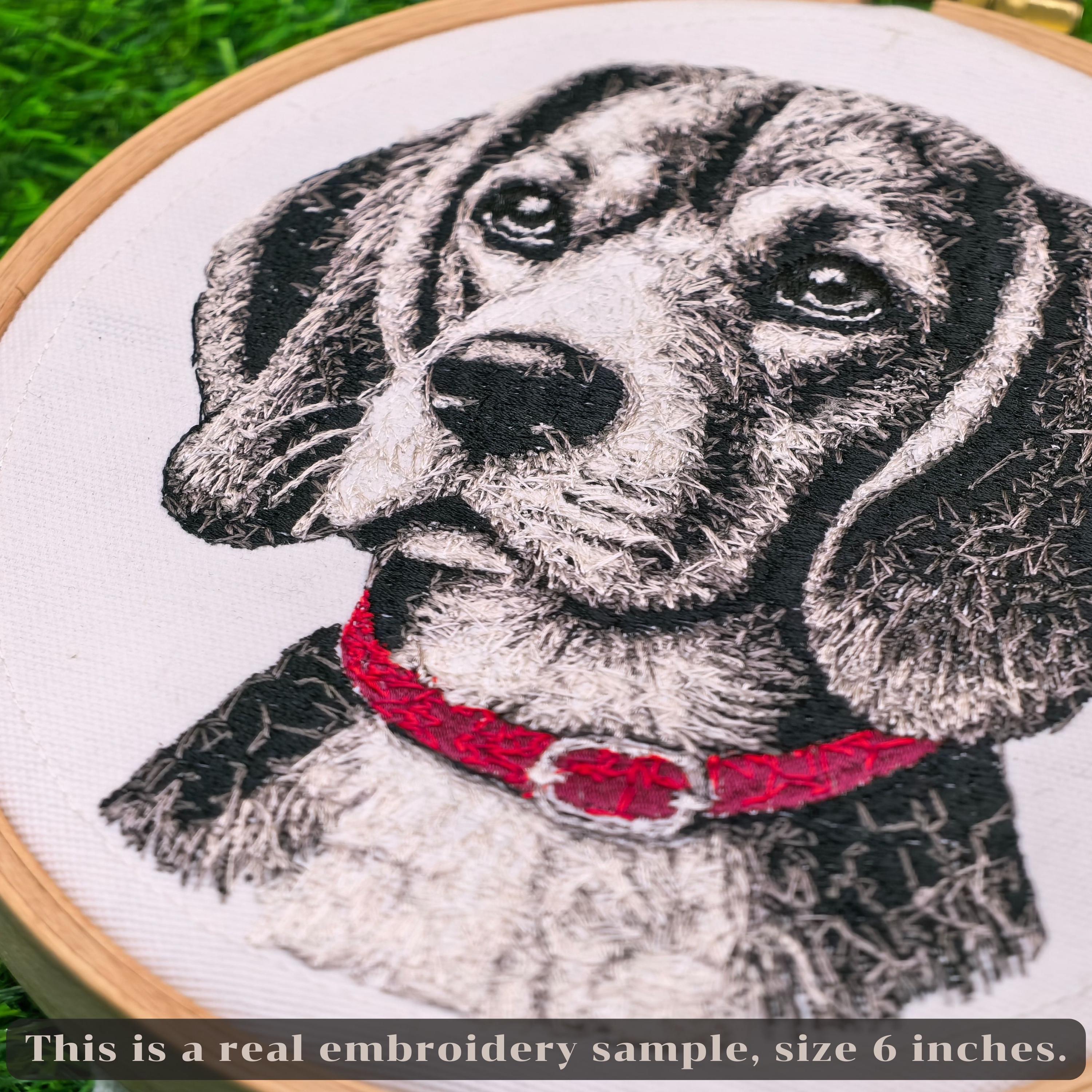 ビーグル犬の刺繍デザイン - 機械刺繍パターン（即時ダウンロード