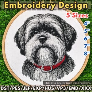 Lhasa Apso Dog Embroidery Design – Machine Embroidery, 5 Sizes (Digital Download)