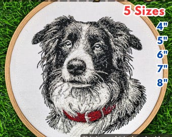 Border Collie Hund Stickdatei: 5 Größen (Instant Download, DST, PES, JEF...)