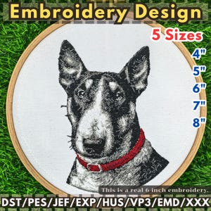 Bullterrier Stickdatei, 5 Größen, Stickdatei