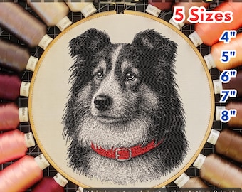 シェルティの手刺繍パターン、シェルティ愛好家へのギフト、犬の刺繍