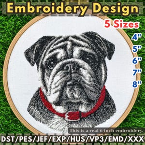 Bulldogge Stickdatei: Hund Maschinenstickerei (5 Größen, Instant Download)