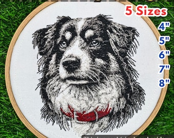 Motif de broderie berger australien : broderie Machine de race de chien (5 tailles, téléchargement immédiat)