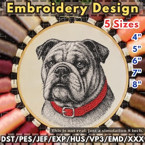 Bulldog Dog Machine Embroidery Design – Digital Dog Emb – Dog Embroidery – Embroidery Design – Instant Download – 5 Sizes