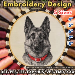 German Shepherd Embroidery Design: 5 Sizes (Digital Download)