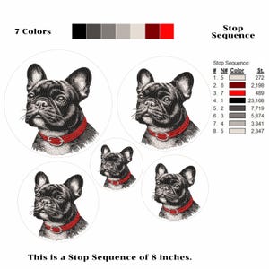 Französische Bulldogge Stickdatei, 5 Größen (Digitaler Download) Bild 4