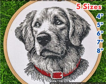 Motif de broderie chien Golden Retriever : 5 tailles (téléchargement instantané