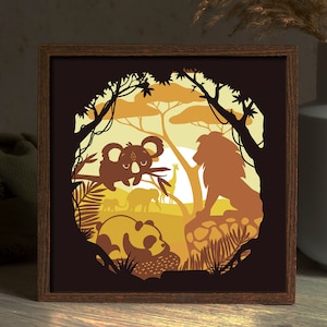 Lightbox zoo. Cadre 3D rétroéclairé