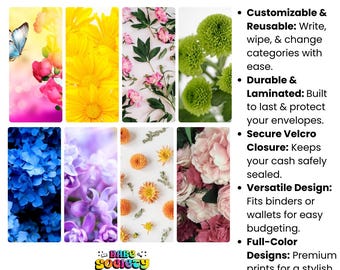 Flower Garden Vellum Cash Stuffing Budget Envelopes A6-AI-Designed Dolls w/Affirmations-Erasable Custom Categories-Money Savings Challenge