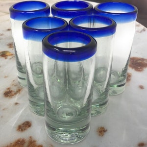Hand Blown Mexican Tequila Shot Glasses – Set of 6 (2 oz)