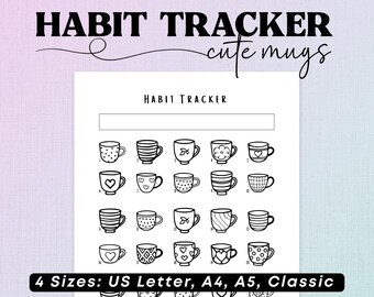 Tracker delle abitudini di 30 giorni stampabile: inserti per planner minimalisti (A4, A5, PDF US Letter)