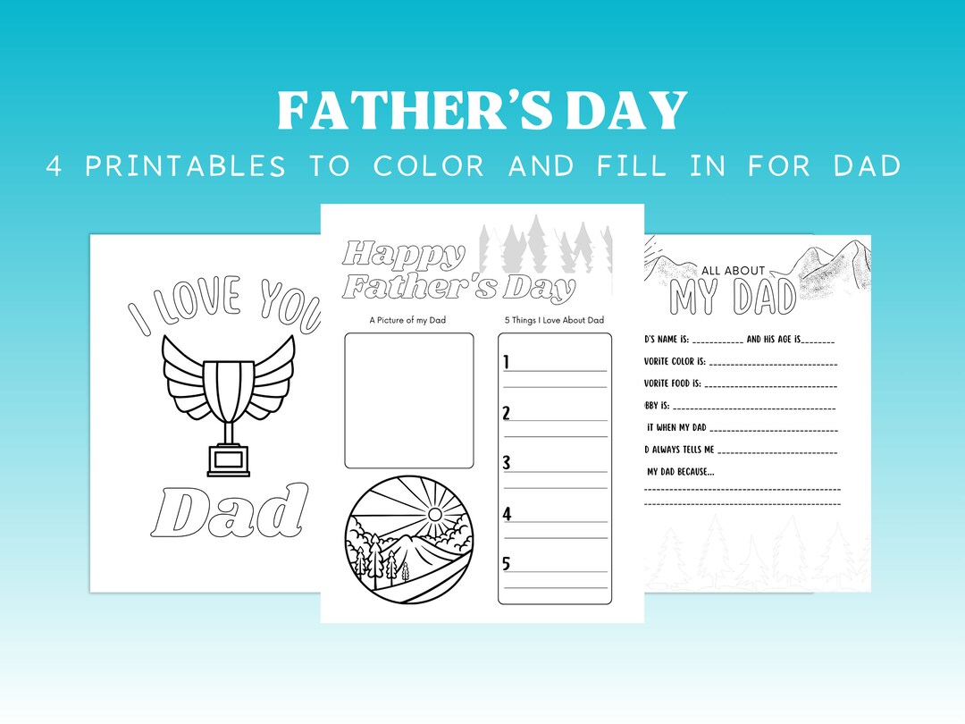Father's Day Coloring Pages: All About Dad Printable (PDF) - Etsy