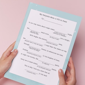 Perché amo la mamma, poesia per la festa della mamma, Madlib per la festa della mamma, biglietto stampabile per la festa della mamma, attività per la festa della mamma