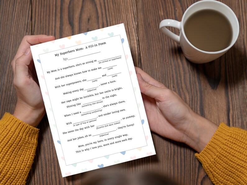 Mother's Day Madlib, Mother's Day Poem, Why I Love Mom, Printable ...