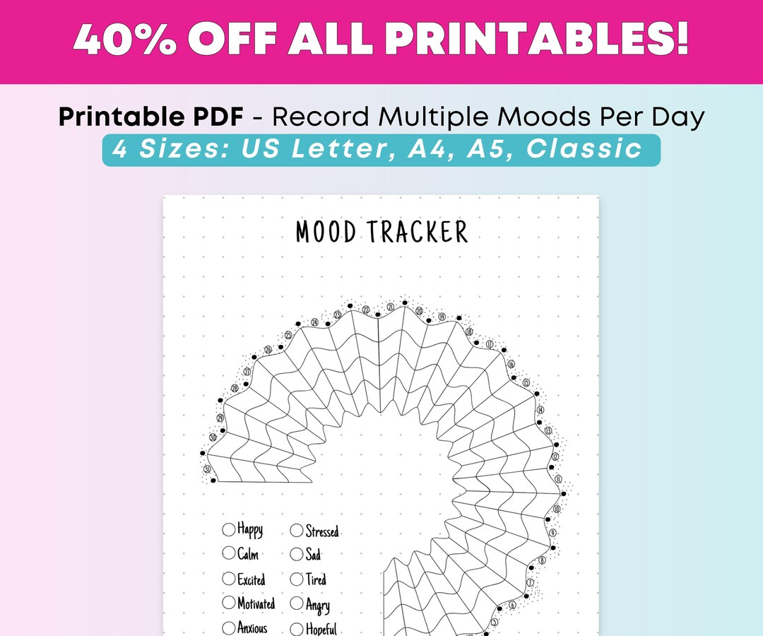 Monthly Mood Tracker , Bullet Journal Pages, Mood Tracker Printable ...