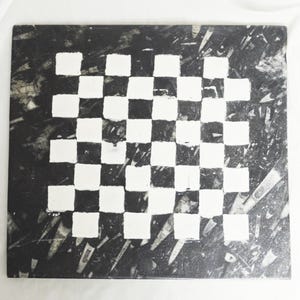 Fossil Black Marble Chess Board: 350 Million Year Old Orthoceras Slab Serving Tray