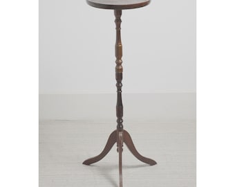 Antique French Gueridon Solid Wood Side Table Tall Plant Stand Tripod Pedestal