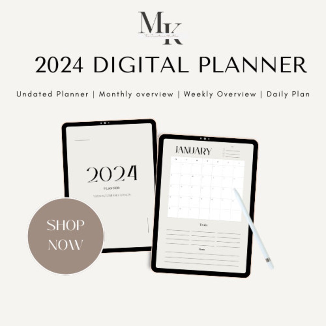 2024 Digital Planner - 75 Page Journal With Yearly, Weekly and Monthly ...