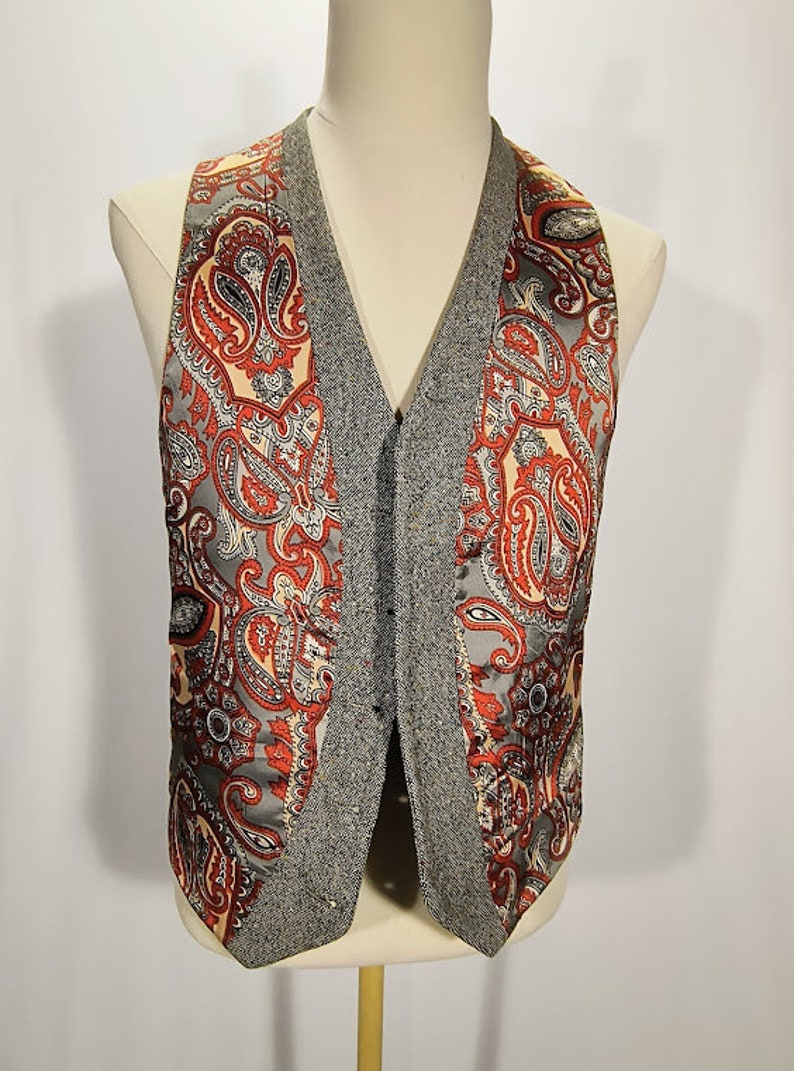 Men's Vintage Grey Tweed Vest With Fantastic Back Etsy